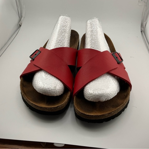 Birkenstock Shoes - Birkenstock Santosa Red Leather Slide Size 10 40